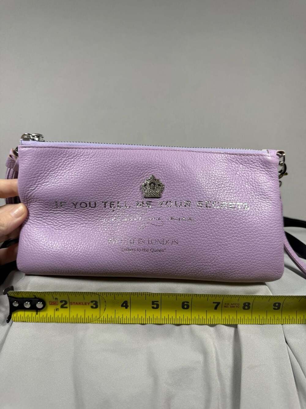 NWT My Flat In London Tell Me Yr Secrets Pouch Wristlet Lavender - Picture 7 of 14